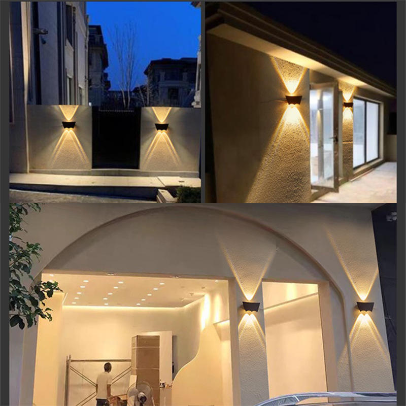 Applique murale extérieure Led lumières Ip65 Surface carrée ronde étanche montée de haut en bas Applique murale extérieure moderne