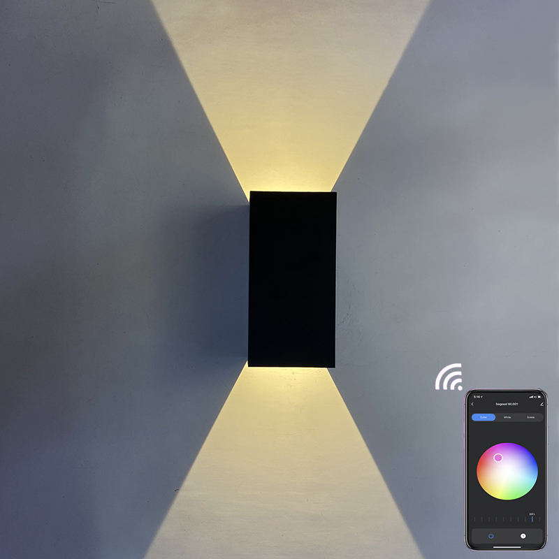 Nouveau rvb APP contrôle Smart light Cube étanche mur LED applique ip65 applique murale carré porche jardin haut et bas