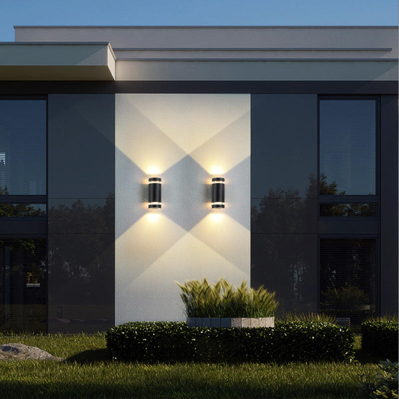 GU10 applique murale extérieure LED contrôle de la lumière Induction appliques murales de jardin Double tête haut et bas éclairage cour balcon applique