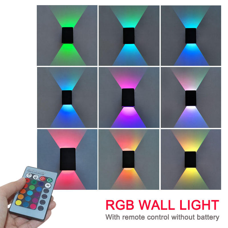 5W RGB avec contrôleur lumières d'intérieur led lumière led intérieur lumière led intérieure lumières d'escalier led intérieures appliques intérieures haut et bas Wandlamp lampe en aluminium