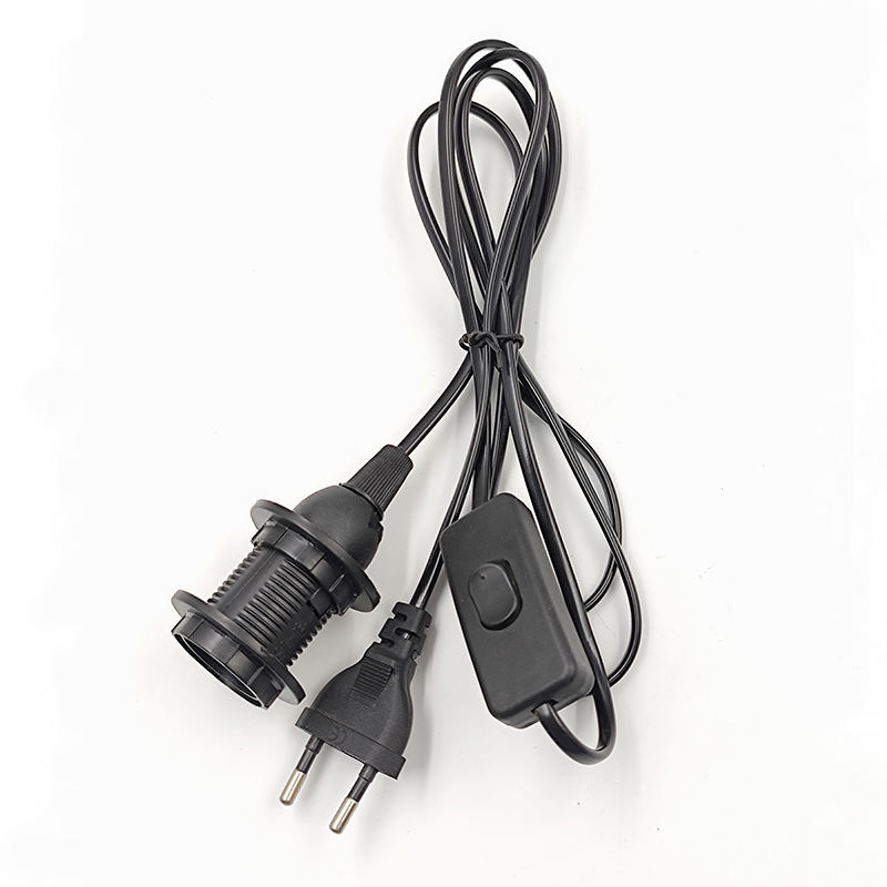 Prise de fil UE 303 interrupteur Rallonge cordon d'alimentation 303 interrupteur E14 double anneau câble vis base support de lampe LED suspension tête ampoule douille