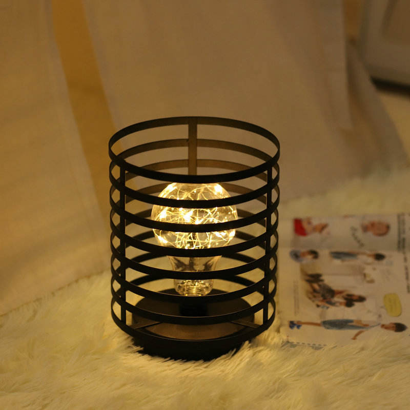 Rétro fer Art lampes de Table pour chambre salon LED lampe de chevet lampe de lit veilleuse décoration de noël lumière