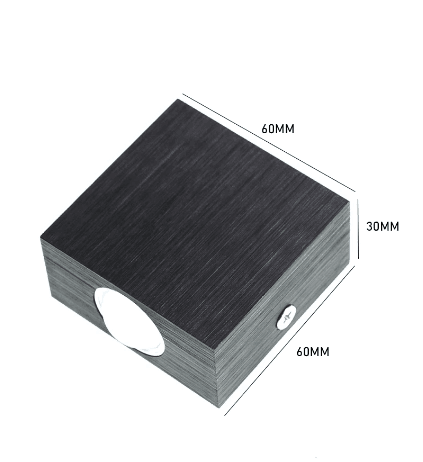 3W mur LED lampe un côté applique murale en aluminium simple tête applique murale AC85-265V brossé noir argent boîtier
