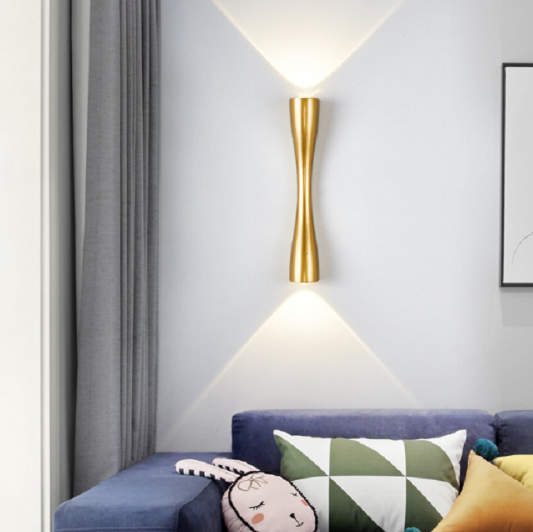 6W Applique De Jardin Moderne Cour Villa Applique Jardin Extérieur Haut Et Bas Double Tête Lampe Or Trompette Extérieure Étanche Led Applique Murale
