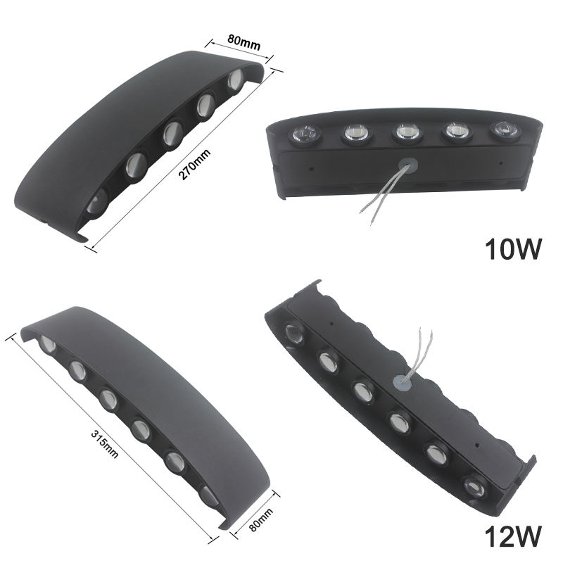 LED moderne en aluminium extérieur intérieur Ip65 haut et bas pour la maison escalier chambre chevet salle de bain lumière blanc ou noir LED Wandlamp