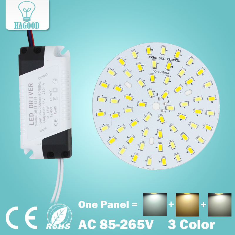 3W 5W 7W 9W 12W 18W SMD5730 panneau de couleur combiné blanc chaud/froid + alimentation de pilote de LED de contrôle segmenté pour downlight