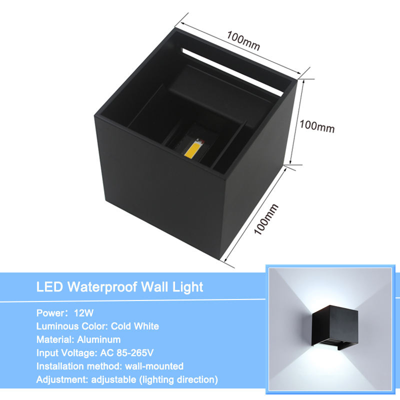 6W 12W Étanche Réglable LED Appliques Murales Surface Luminaires Extérieurs Muraux Jardin Applique Murale