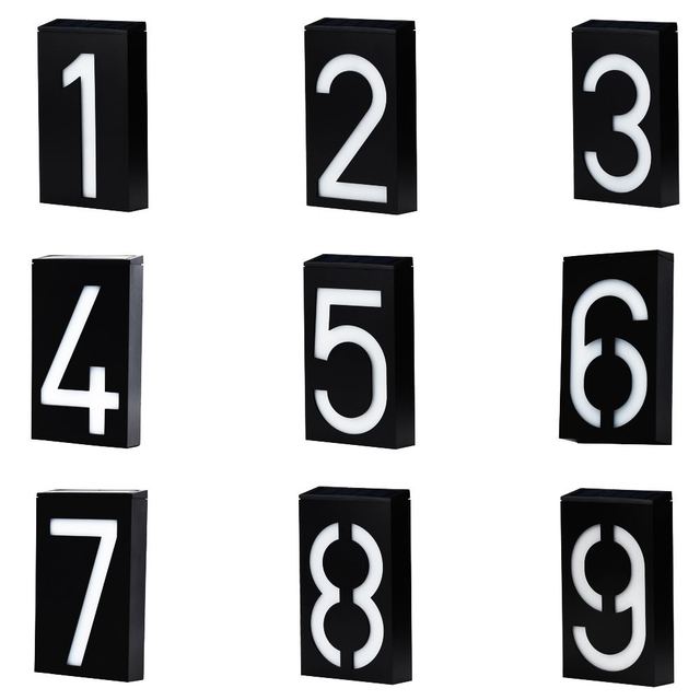 Lumière solaire numérique numéro de maison lumière solaire appliques murales extérieures solaires numéro de maison plaque de porte lumière solaire numérique LED numéro de porte adresse chiffres support mural 
