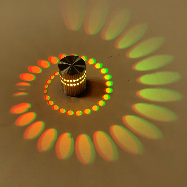3W RGB avec contrôleur spirale trou applique murale appliques colorées Foyer fête salon couloir décor luminaire intérieur