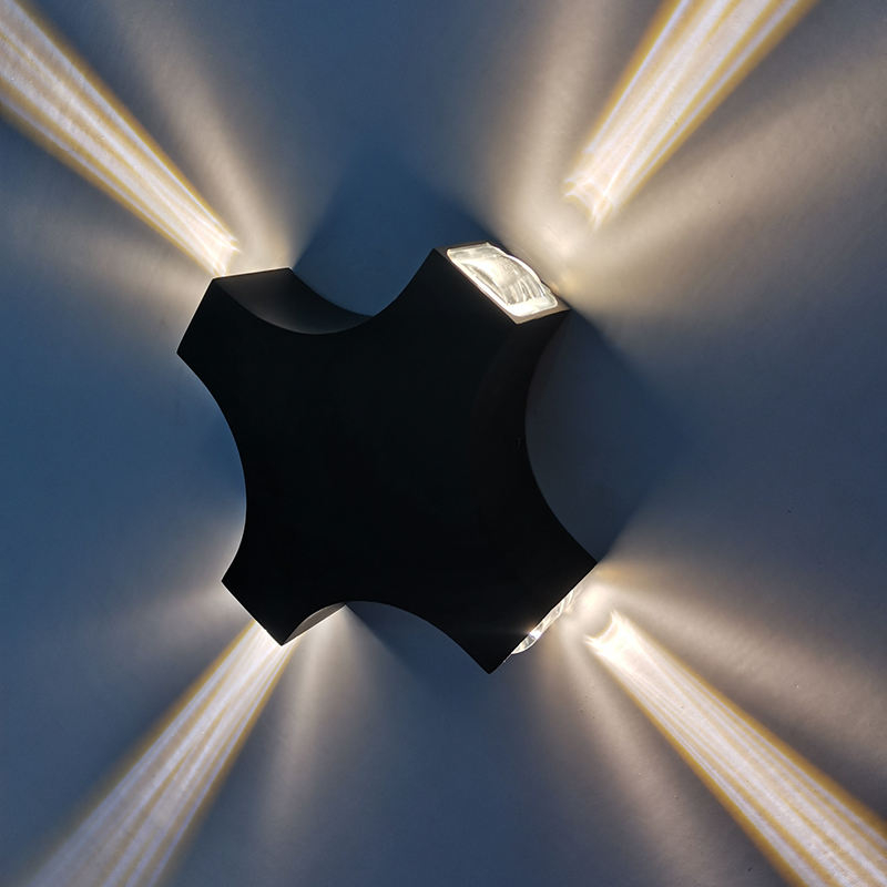 Applique murale extérieure étanche IP65 LED 12W Cross Star 4 éclairage latéral pour la décoration de jardin