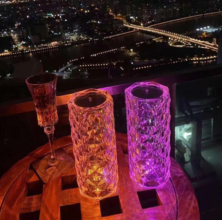 1W prise USB lampe de Table en cristal Rose pétale atmosphère lampe chambre romantique lampe de chevet charge veilleuse