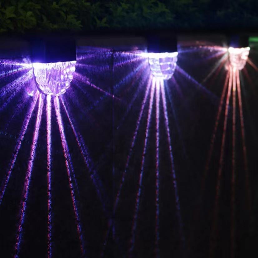 Lumière chaude + couleur RVB LED lampe solaire chemin escalier énergie solaire balcon lumière extérieure jardin lumières lumière solaire lampe solaire
