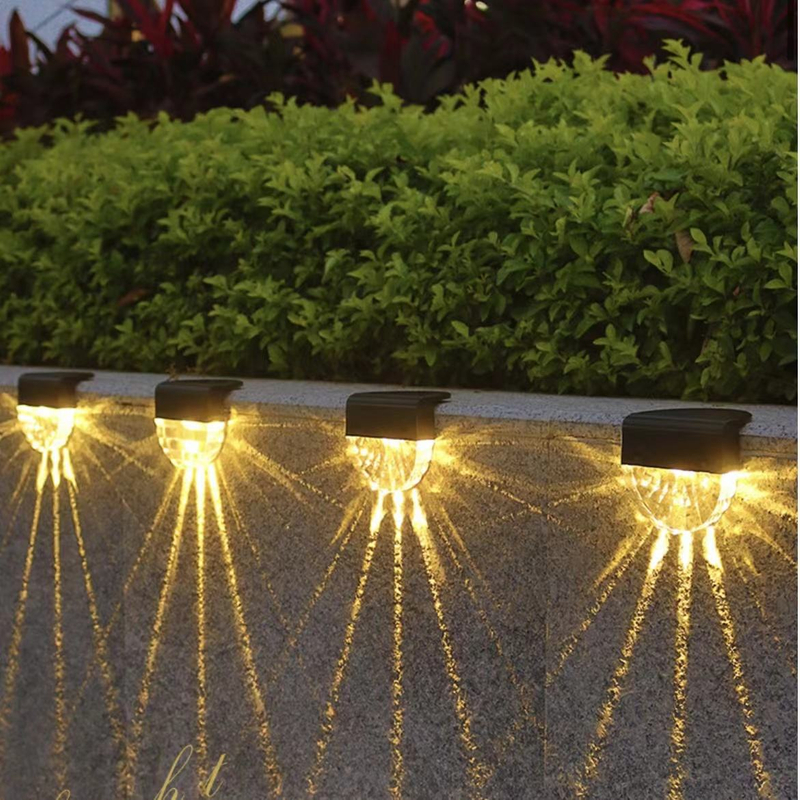 Lumière chaude + couleur RVB LED lampe solaire chemin escalier énergie solaire balcon lumière extérieure jardin lumières lumière solaire lampe solaire
