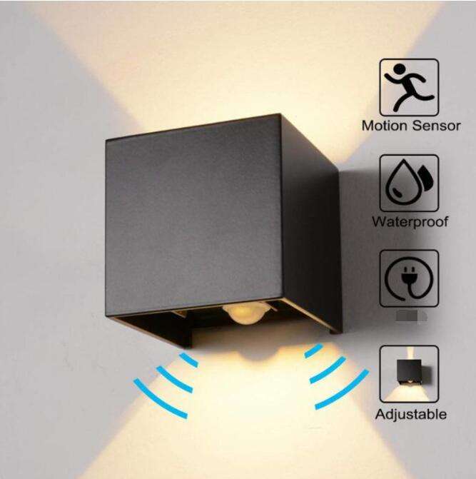 Détecteur de mouvement extérieur 12W réglable haut et bas applique murale aluminium décorer applique murale LED