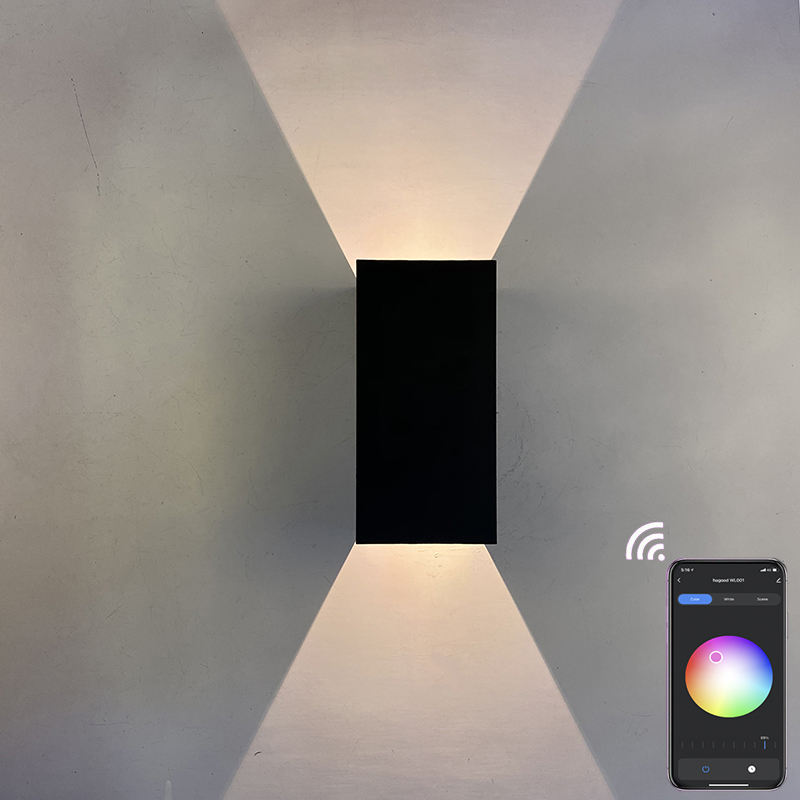 9W lumière intelligente version à angle réglable Wifi applique murale étanche RGBW applique extérieure changement de couleur par lampe d'application intelligente
