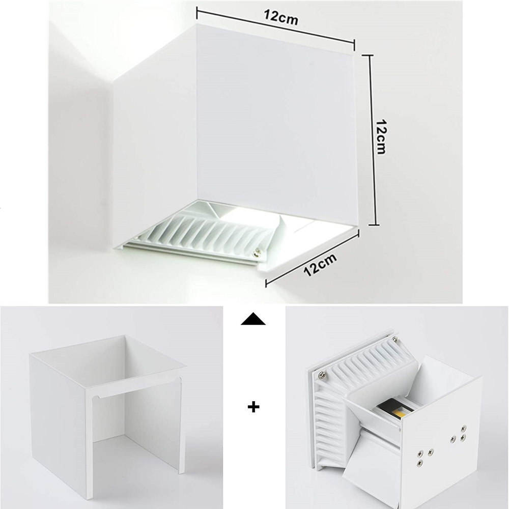 IP65 Étanche 12W 20W Intérieur Extérieur Led Mur Lampe En Aluminium Réglable Surface Monté AC85 ~ 265V Led Porche Lumière Applique