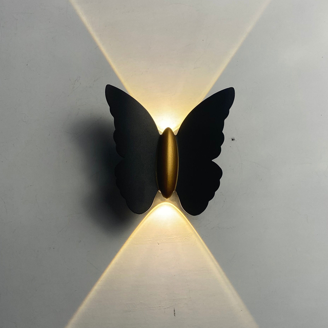 Lampe murale extérieure en forme de papillon vente chaude d'été IP65 applique murale étanche pour la lumière de support d'allée de décoration de jardin