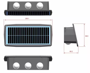 4W 6W Solaire Led Lumière Extérieure Étanche Solaire Haute Lumières Applique Murale Smart applique murale solaire lampe Extérieure