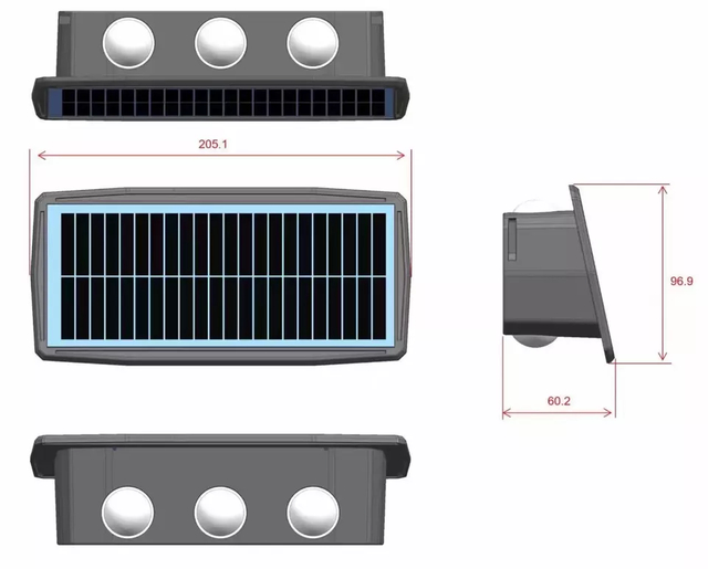 4W 6W Solaire Led Lumière Extérieure Étanche Solaire Haute Lumières Applique Murale Smart applique murale solaire lampe Extérieure