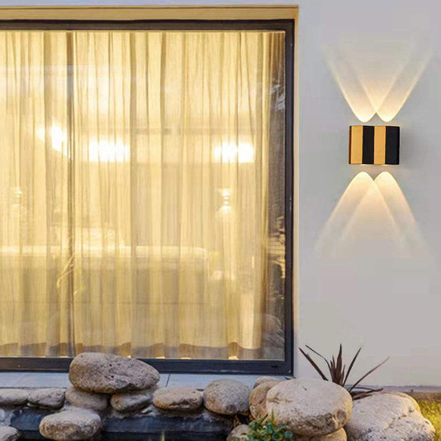 Applique Mode Rectangle Or Noir Lumière Haut Et Bas Corps Lumineux Lampe Éclairage Style Moderne Bureau Rohs Epistar Flux D'entrée
