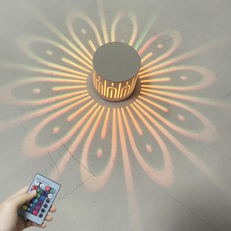 Applique murale à LED montée rvb effet lampe rayons de Projection de tournesol AC85-265V télécommande couloir applique murale 1 W/3 W