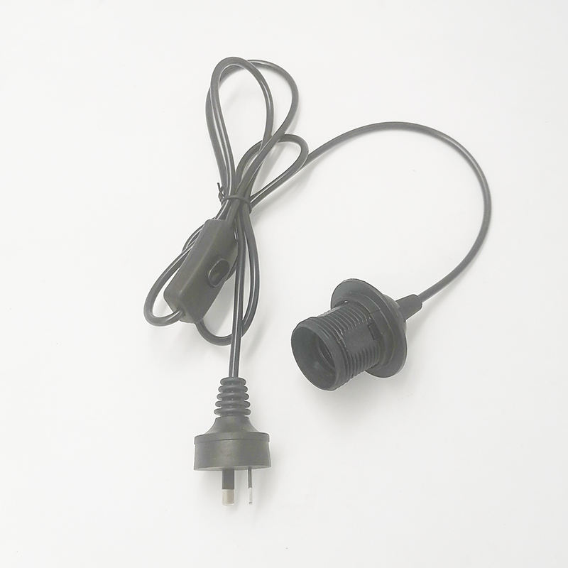 Support de lampe cordon E27 Base ampoule douille pendentif lumière tissu métal personnalisé PVC interrupteur Style câble prise plastique gradateur vis 