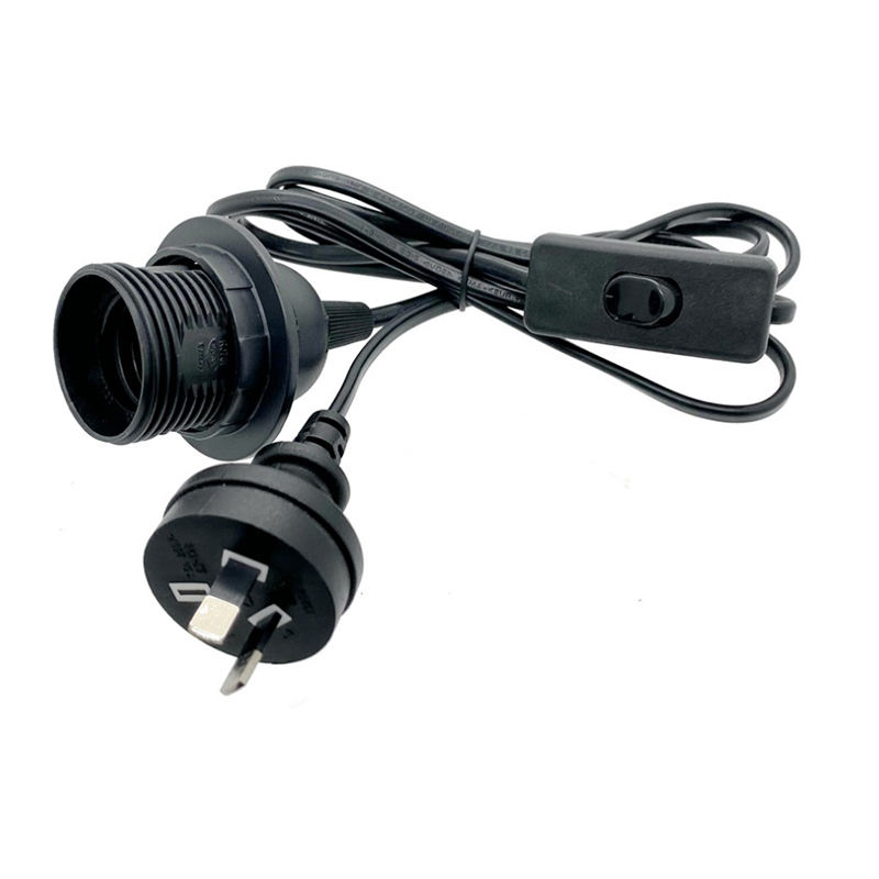 Support de lampe cordon E27 Base ampoule douille pendentif lumière tissu métal personnalisé PVC interrupteur Style câble prise plastique gradateur vis 
