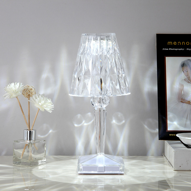 Espagnol Rose Cristal Lampe De Table Chambre USB Charge Lampe De Bureau Chevet Romantique Veilleuse Pétale Atmosphère Vaisselle Intérieur Multicolore