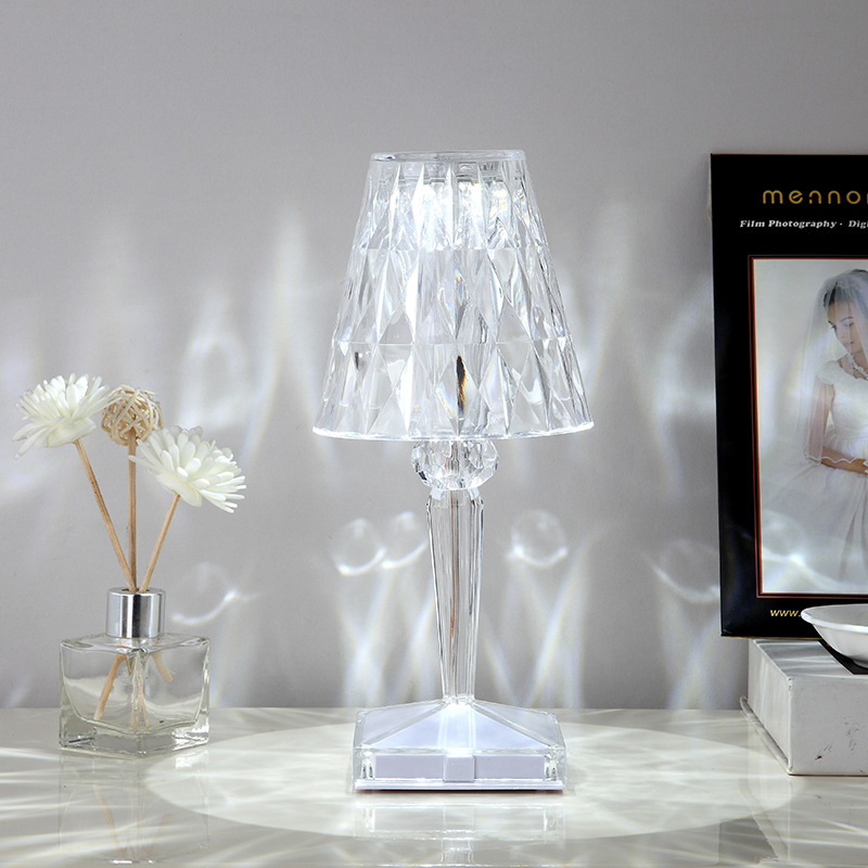Espagnol Rose Cristal Lampe De Table Chambre USB Charge Lampe De Bureau Chevet Romantique Veilleuse Pétale Atmosphère Vaisselle Intérieur Multicolore