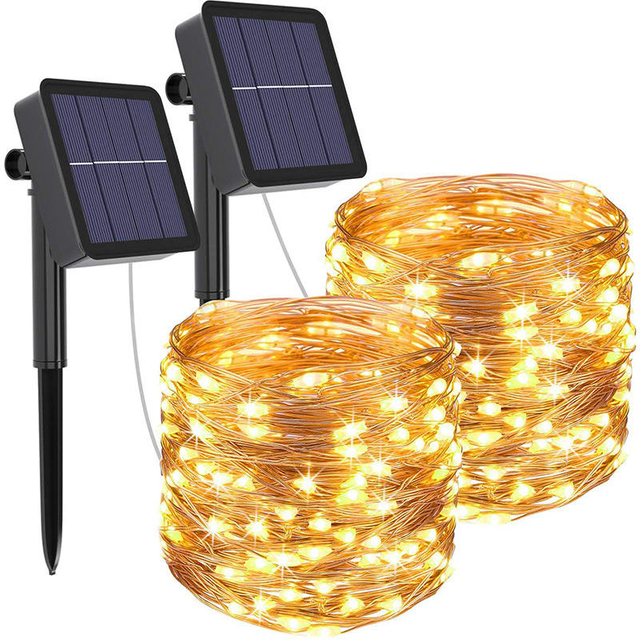 Guirlande solaire guirlande lumineuse 200m lumières de Noël étanche guirlande extérieure lampe à énergie solaire noël pour la décoration de jardin.