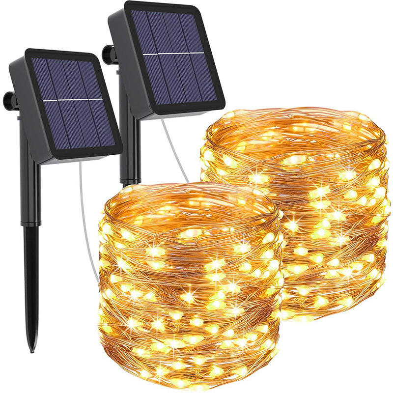 Guirlande solaire guirlande lumineuse 200m lumières de Noël étanche guirlande extérieure lampe à énergie solaire noël pour la décoration de jardin.