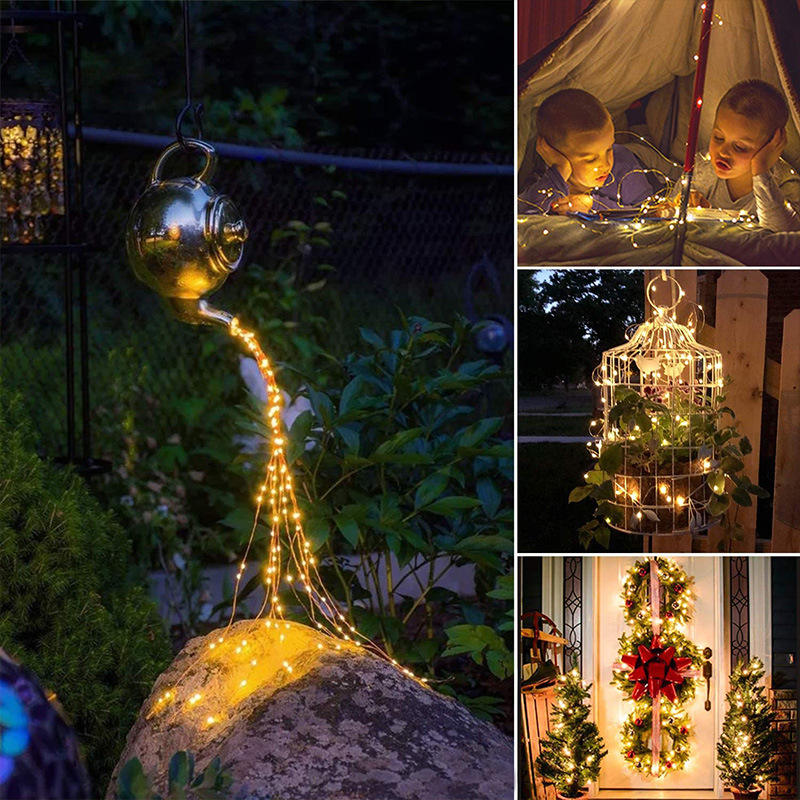 Guirlande solaire guirlande lumineuse 200m lumières de Noël étanche guirlande extérieure lampe à énergie solaire noël pour la décoration de jardin.