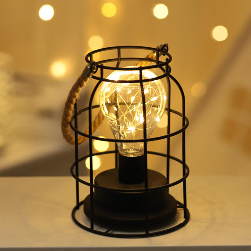 Rétro fer Art lampes de Table pour chambre salon LED lampe de chevet lampe de lit veilleuse décoration de noël lumière