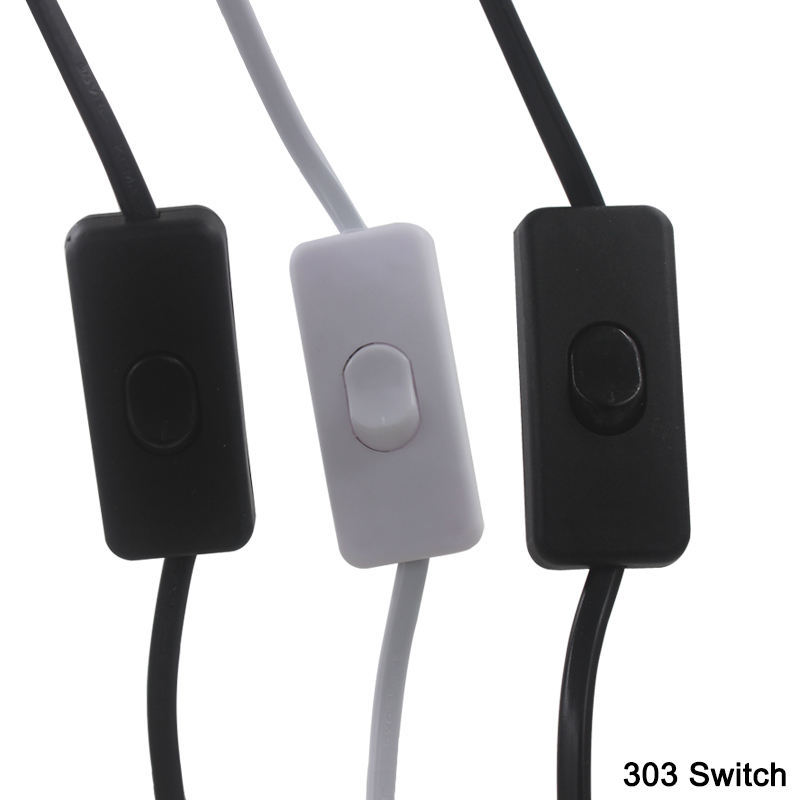 AU EU US plug 1.8m Cordon d'alimentation Câble E27 Base de support de lampe à dents complètes avec fil de commutation 303 pour ampoule LED suspendue
