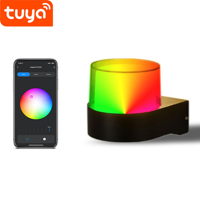 Lampes murales intelligentes LED 10W extérieur Tuya Wifi Cube rvb App applique à intensité variable étanche jardin Alexa Google maison applique murale acrylique