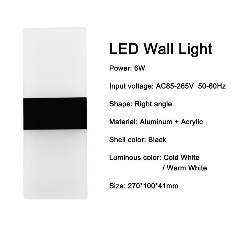 6W Acrylique Applique Ronde Acrylique Applique Rectangulaire Acrylique Applique LED Appliques Murales Lampe pour Salon Chambre Hôtel Restaurant Éclairage