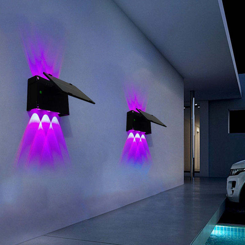 Lumière solaire fixée au mur imperméable à l'eau actionnée solaire extérieure de barrière lumineuse élevée de LED pour la lumière solaire de mur de sécurité de jardin