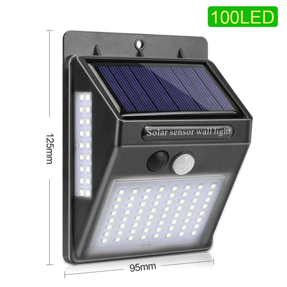 100 LED lumière solaire lampe solaire extérieure PIR capteur de mouvement applique murale étanche solaire alimenté lumière du soleil pour la décoration de jardin