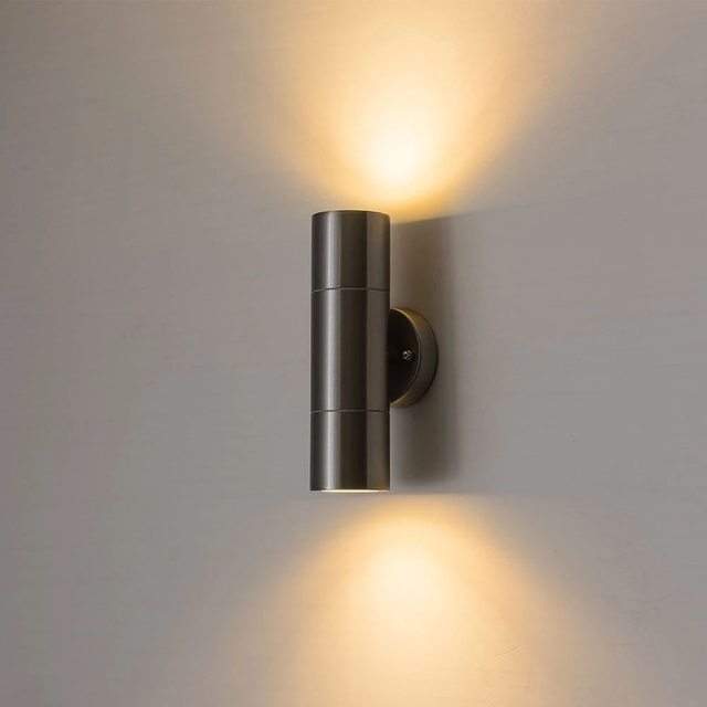 Applique murale LED étanche extérieure en acier inoxydable haut et bas avec ampoule GU10