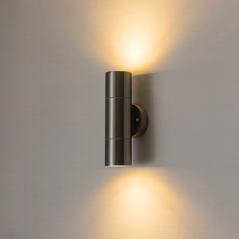 Applique murale LED étanche extérieure en acier inoxydable haut et bas avec ampoule GU10
