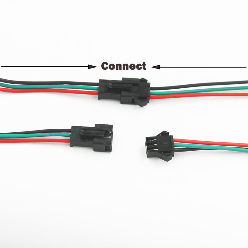 JST SM 3 broches/tête mâle à femelle connecteur rapide/fil pour bande LED WS2812B RGB