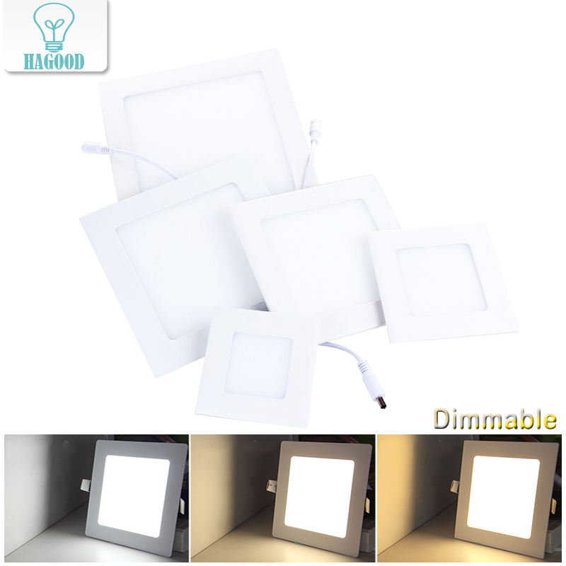 Ultra-mince Dimmable Real Full Power Square LED Panel Plafonnier LED down light 3W / 4W / 6W / 9W / 12W / 15W / 18W / 24W Blanc Chaud / Froid