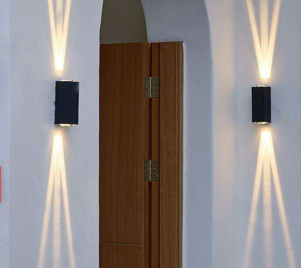 6W coquille noire applique murale à trois faisceaux IP65 étanche applique murale extérieure lampe de cour de jardin lampadaire 