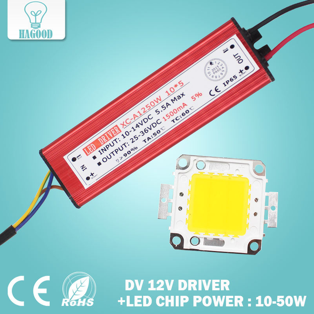 10W 20W 30W 50W haute puissance projecteur LED puce COB + AC/DC 12V entrée projecteur LED alimentation Led driver