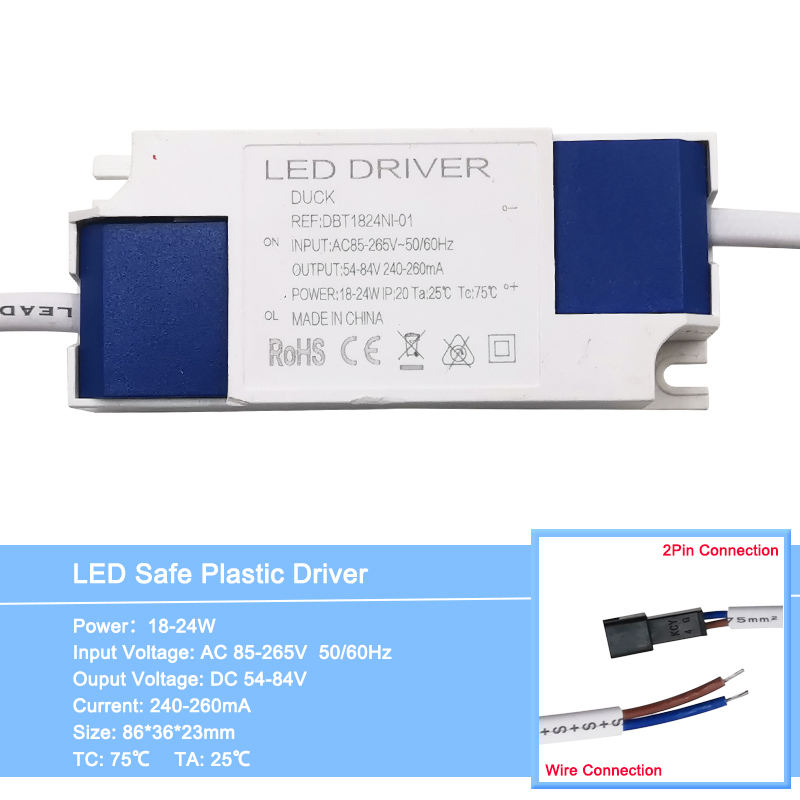 1-36W Safe Plastic Shell LED Driver Transformateur de lumière Courant constant 300mA Adaptateur d'alimentation pour lampe à LED / Puce