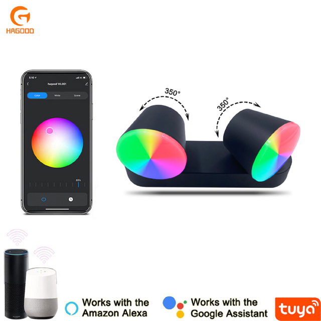 9W led appliques murales contrôle de l'application led lumières applique murale intelligente contrôle de téléphone mobile applique murale forme de tasse de thé peut être tournée TUYA APP lumières de contrôle