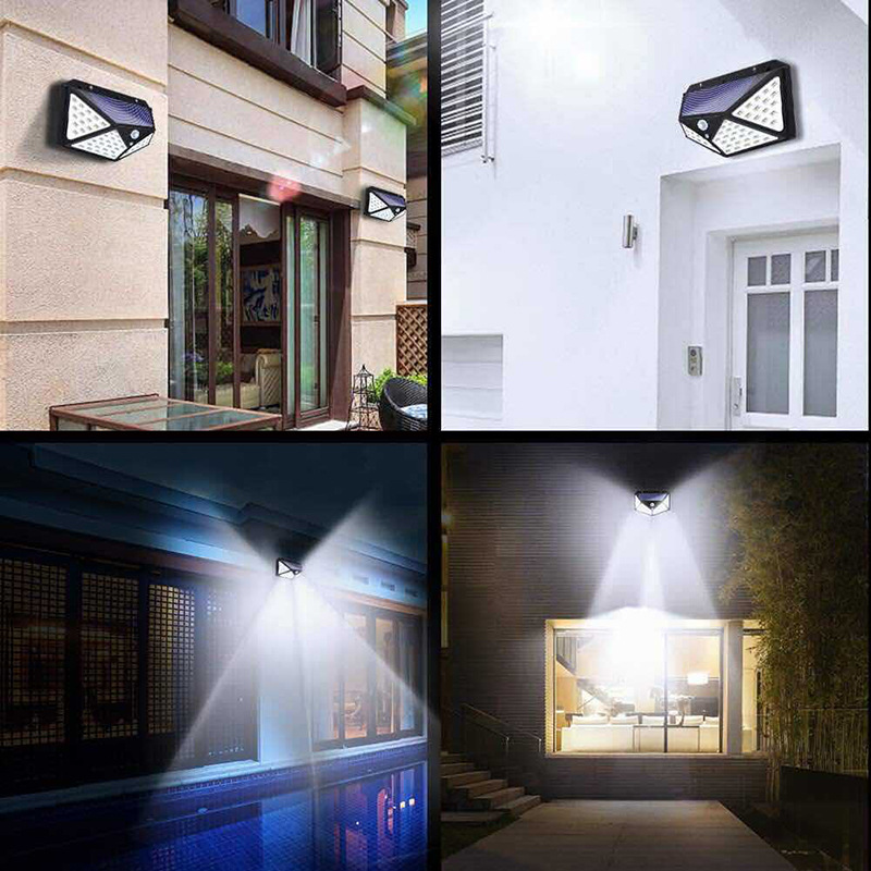 100 LED ip65 lumière solaire extérieure lampe solaire PIR capteur de mouvement applique murale étanche solaire alimenté lumière du soleil pour la décoration de jardin