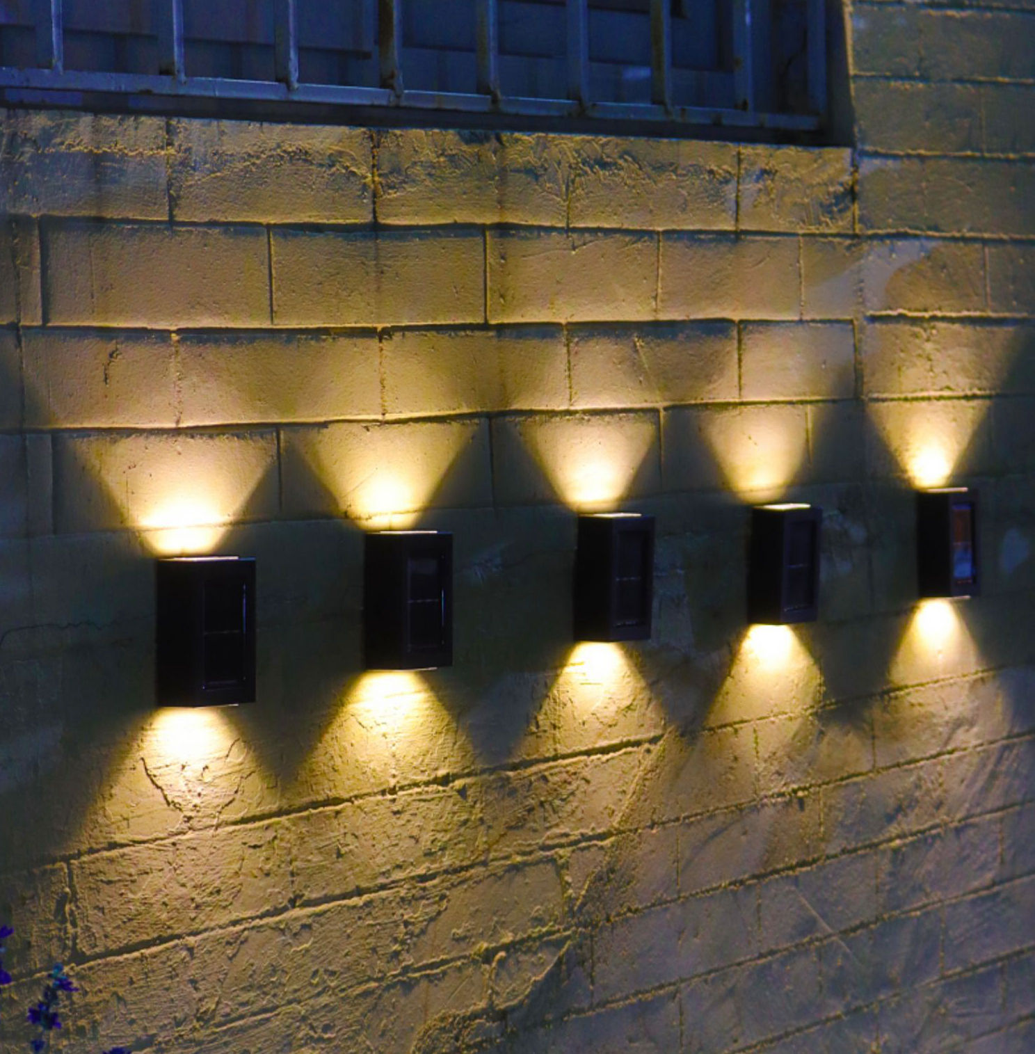 Applique solaire décoration extérieure jardin cour maison étanche haut et bas applique lumineuse lampe de lave-mur extérieur