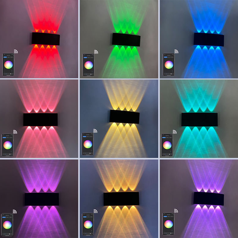 8W Smart TUYA APP Lange RBW Blaker lampe extérieure Tuya IP65 Moderne briller haut et bas Led Wandlamp lampe Muurbevestiging