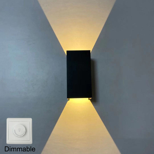 12W Dimmable Black Cube Étanche Applique Murale Extérieure Étanche Applique COB Puce Up And Down Applique Aluminium